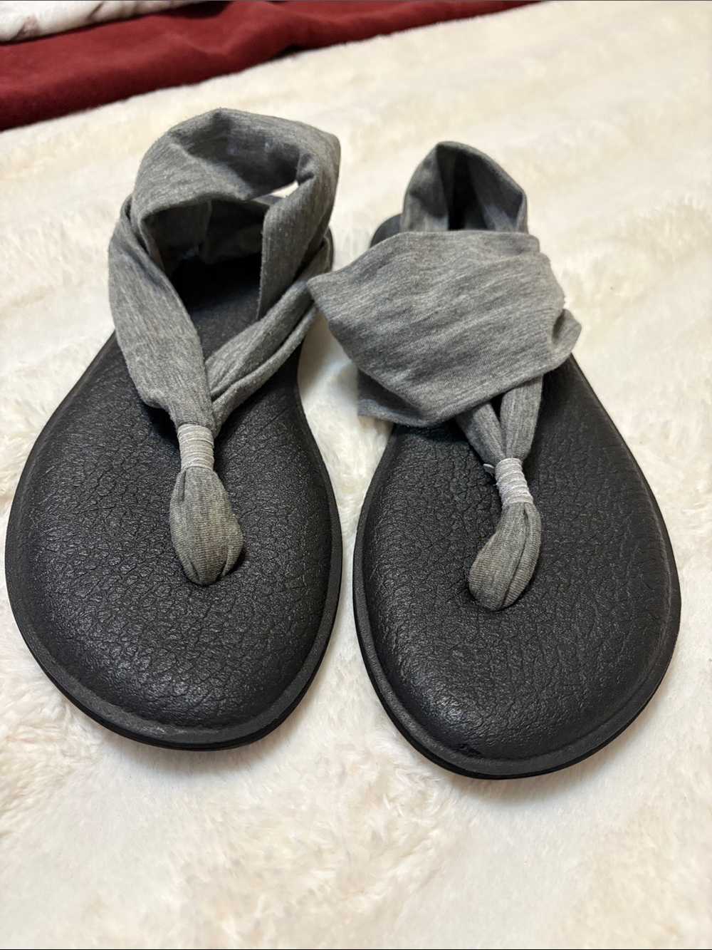 Sanuk Gray Knotted Wrap Flip Flops